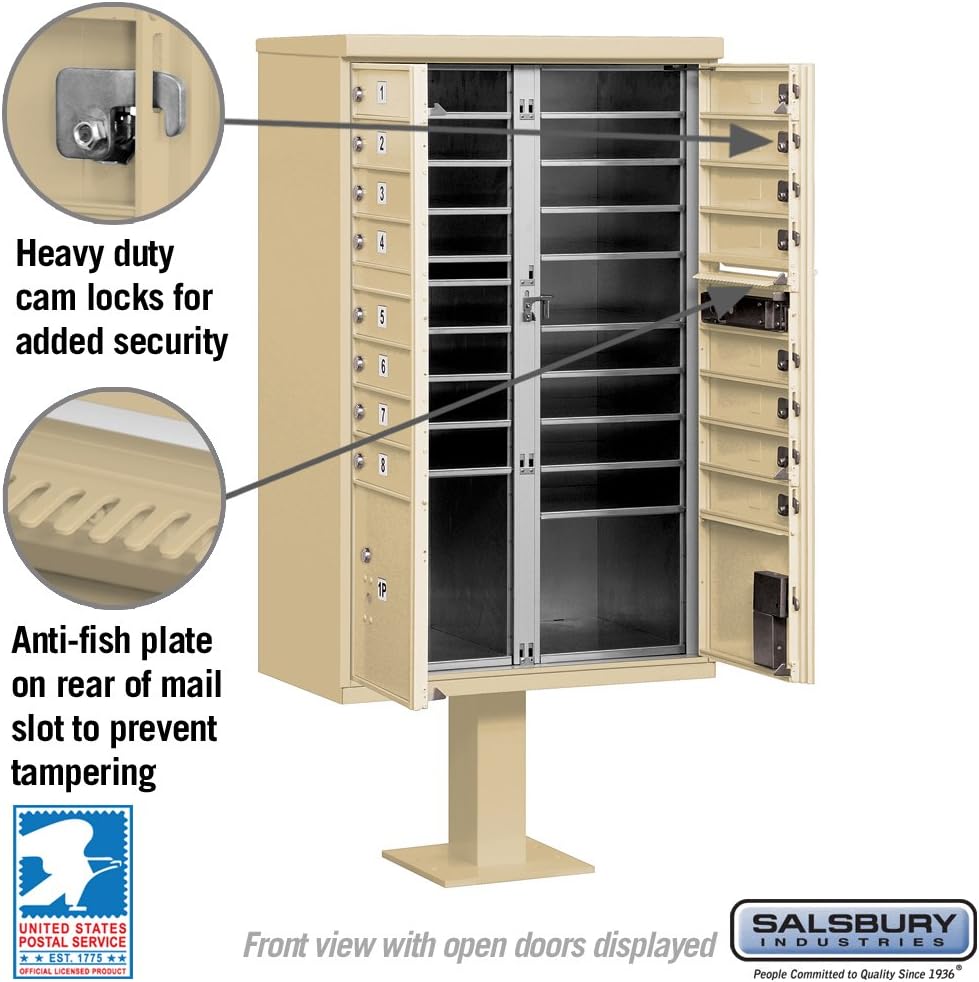 Salsbury Industries 3316SAN-U 16 A Size Doors, United States Postal Access Type III Cluster Box Unit, Sanstone