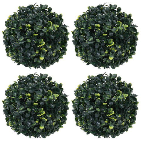 vidaXL Artificial Boxwood Balls - Set of 4, 4.7" Diameter Polyethylene Green Boxwood Balls for Indoor/Outdoor Decor, Perfect for Garden Landscaping & Home Interior Decor
