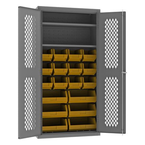 Durham EMDC-361872-18B-2S-95 Bin Cabinet, 72" Overall Height, 36" Overall Width, Total Number of Bins 18