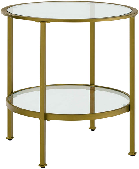 Crosley Furniture Aimee Small Side End Table with Storage Shelf for Living Room, Gold and Glass