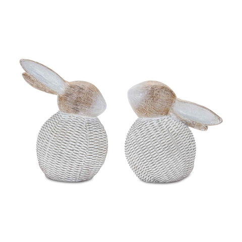 Melrose Set of 2 Wicker Bunny Tabletop Figurines 6"