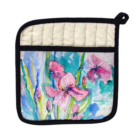 Betsy Drake PT1017 Pink Iris Pot Holder