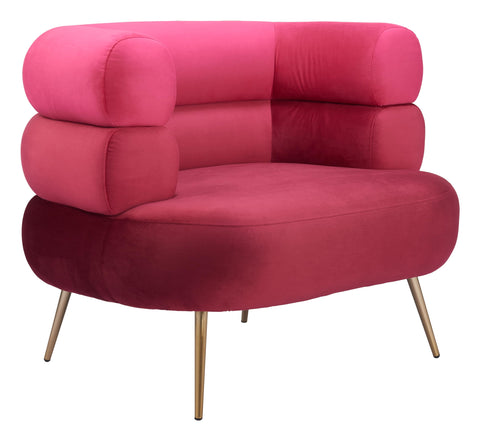 Zuo Arish Accent Chair Red, Red Accent Chair, Modern Style, Velvet, Soft and Smooth Velvet Fabric, Plywood, Indoor Living, 40.2" W x 31.1" D x 31.9" H, Non-Stackable