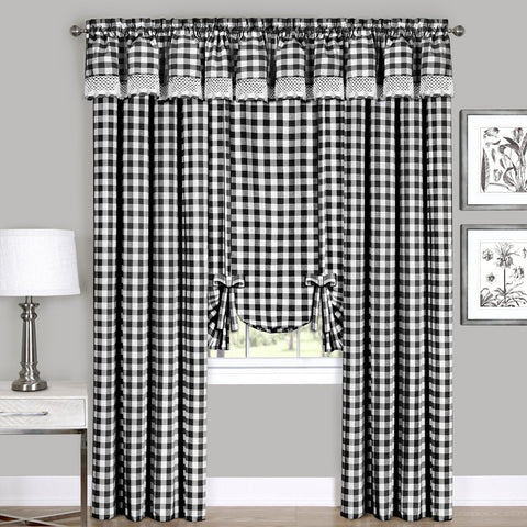 ACHIM Buffalo Check Panel Window Curtain - 42 Inch Width, 95 Inch Length - Black & White Plaid - Light Filtering Farmhouse Country Drapes for Bedroom Living & Dining Room Home Decor