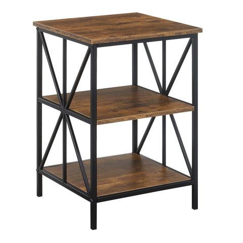 Convenience Concepts Tuscon Starburst End Table with Shelves, Barnwood/Black