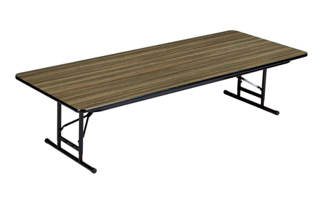 Correll 36"x96" Commercial Duty Adjustable Height Short Folding Table, Colonial Hickory HP Laminate Top, Heavy 3/4" Core, USA Made (CFA3696PXS-53)