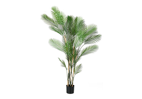 Monarch Specialties I 9590 Artificial Plant, 83" Tall, Palm Tree, Decorative, Floor, Indoor, Potted, Real Touch, Green Leaves, Black Pot