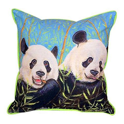 Betsy Drake Pandas Indoor/Outdoor Pillow, 22" x 22"