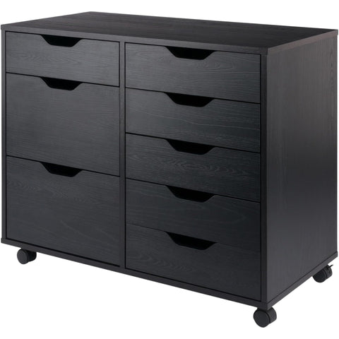 Oakestry Halifax Mobile Storage Cabinet with Doors & Drawers, Rolling Organizer with Locking Casters, Engineered Wood Filing Cabinet for Home, Office & Kitchen, Black