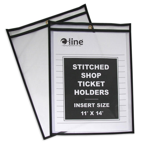 C-Line Stitched Shop Ticket Holders, Both Sides Clear, 11 x 14 Inches, 25 per Box (46114)