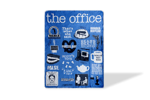 JUST FUNKY The Office Iconography Fleece Blanket | 45 x 60-Inch Soft Throw Blanket
