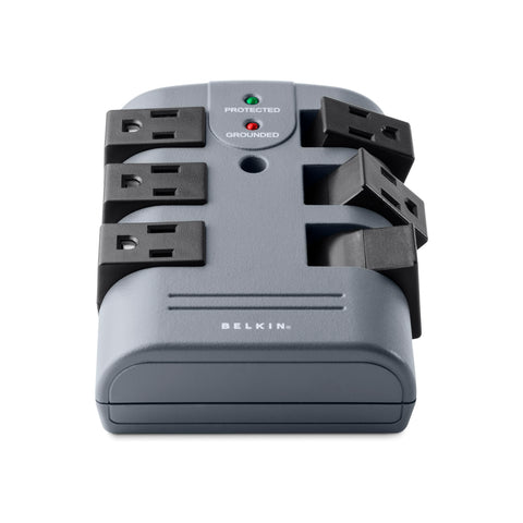 Belkin Power Strip Surge Protector - 6 Rotating AC Multiple Outlets, Flat Pivot Plug - Heavy Duty Wall Outlet Extender for Home, Office, Travel, Computer Desktop & Phone Charging Brick (1,080 Joules)