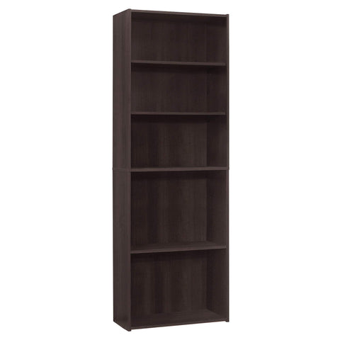 Monarch Specialties I BOOKCASE-72 H/Cappuccino with 5 Shelves Bookcase, Brown