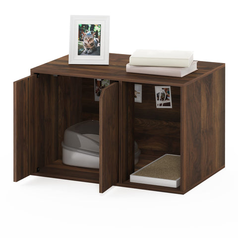 Furinno Peli Small Litter Box Enclosure Columbia Walnut