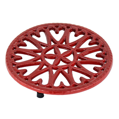 Minuteman International C-33R Sunburst, woodstove Tabletop cast Iron Trivet, 7" Diameter, Red