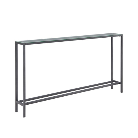 Darrin Narrow Long Console Table w/ Mirrored Top  Black