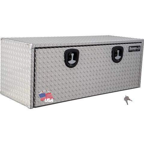 Buyers Products 1705110 Diamond Tread Aluminum Underbody Truck Tool Box, 18 x 18 x 48, Made in USA, .100 in. Thick, Corrosion Resistant, Locking Compression Latch, Secure Storage for Work Trucks