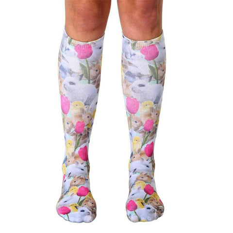 Living Royal Easter Bunnies Photo Print Knee High Socks