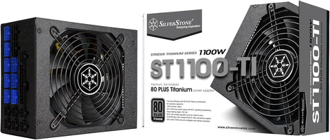SilverStone Technology ST1100-TI, 80 Plus Titanium 1100W Fully Modular ATX/PS2 Power Supply, 12VHPWR Cable Included, SST-ST1100-TI-X