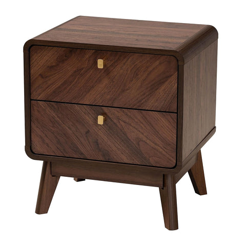 Baxton Studio Markell 18.9-inch W x 15.7-inch D Nightstand with 2 Drawers, Walnut Brown