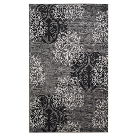 Linon Milan Collection Floor Coverings Rugs - Color:Grey/Black,Size:8' x 10.25' 5' x 7.7'/Grey/Black