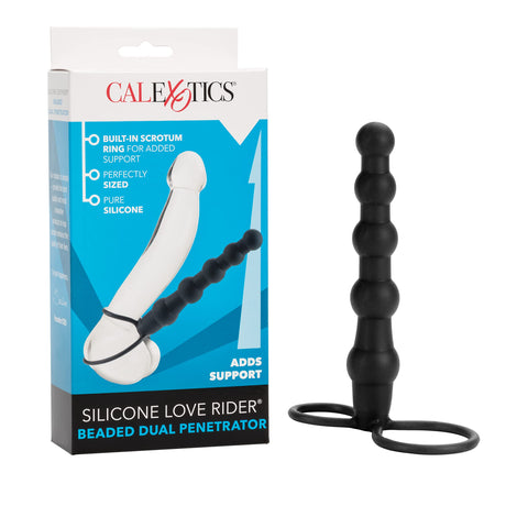 CalExotics Novelties Silicone Love Rider Beaded Dual Penetrator, Black, 0.12 Pound