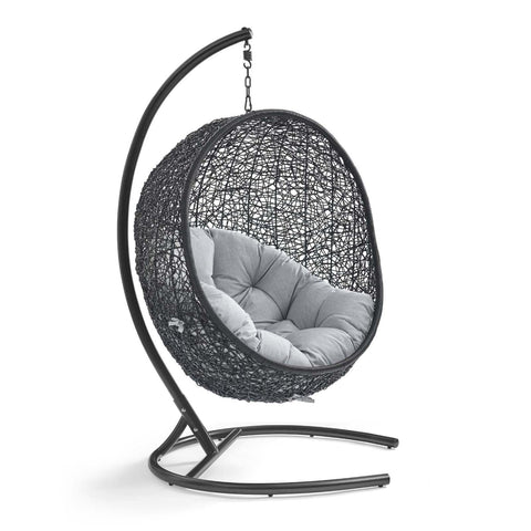 Modway Encase Sunbrella® Swing Outdoor Patio Lounge Chair in Black Gray