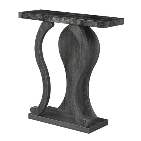 Convenience Concepts Newport Terry B Console Table 31.5" - Modern Sofa Table with Storage Shelves, Narrow Entryway Hall Table for Living Room, Display Accent Table, Black Faux Marble/Weathered Gray