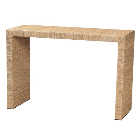 bali & pari Colandra Modern Bohemian Natural Brown Jute and Wood Console Table