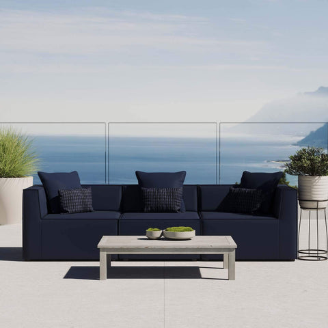 Modway EEI-4379-NAV Saybrook Patio Upholstered 3-Piece Sectional Sofa in Navy
