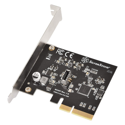 SilverStone Technology ECU07 SuperSpeed USB 20Gbps / Internal USB-C Key-A 3.2 Gen 2x2 PCIe Expansion Card, TAA Compliant