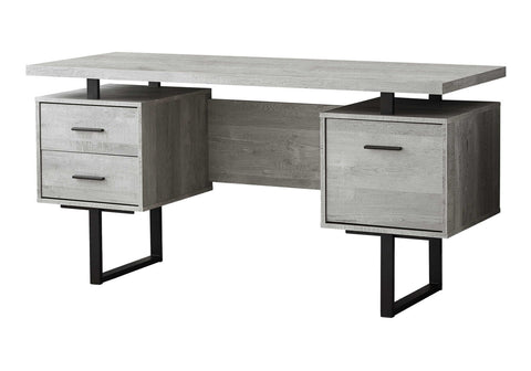 Monarch Specialties Computer Desk with Drawers - Contemporary Style - Home & Office Computer Desk with Metal Legs - 60"L (Grey Reclaimed Wood Look)