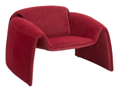 Zuo Horten Accent Chair Red, Red Accent Chair, Modern Style, Velvet, Soft and Smooth Velvet Fabric, Plywood, Indoor Living, 39.4" W x 31.9" D x 25.6" H, Non-Stackable