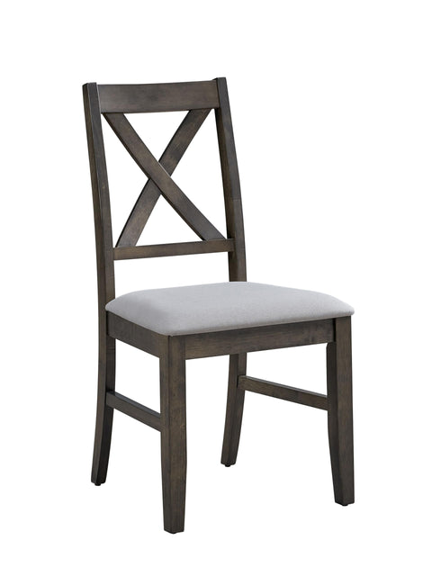 Acme Marit Wood & Fabric Dining Side Chair in Gray (Set of 2)