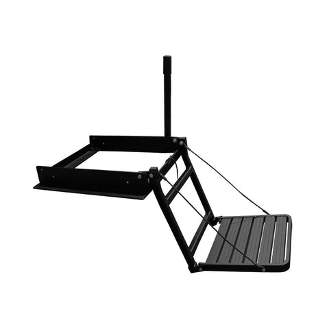 GREAT DAY Truck N' Buddy Folding Tailgate Step/Seat Platform For Trucks With Bed Covers - 300 lbs Weight Capacity - Black Powder-Coated Finish, TNB2001B