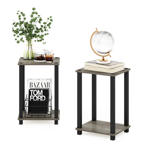 Furinno Simplistic End Table, 2-Pack, French Oak/Black