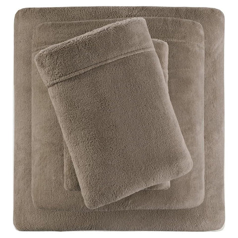 Oakestry 4-Pc True North Soloft Plush Bed Sheet Set Extra Soft 14" Deep Pocket Cold Season Breathable Best Luxury Warm and Cozy Bedding Set, King, Brown