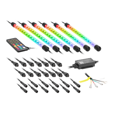 Heise by Metra Vehicle Grille Accent Light Kit, LED Chasing, 6 Pieces, 25.2 Inches, with RF Remote and Controller