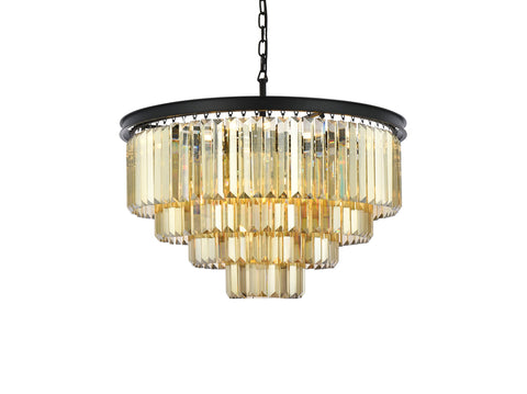 Urban Classic Sydney 17-Light Metal Royal Cut Chandelier in Matte Black