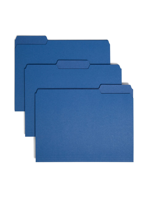 Smead Interior File Folder, 1/3-Cut Tab, Letter Size, Navy, 100 per Box, Expandable File Folders for Filing Cabinet