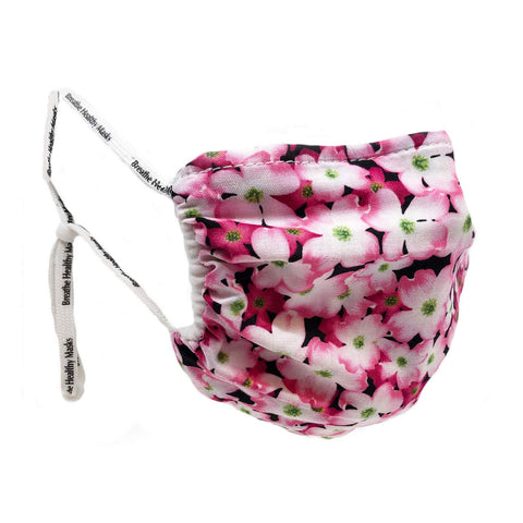 Breathe Healthy Mask - Reusable, Washable, Pink Dogwood Design (Adult)