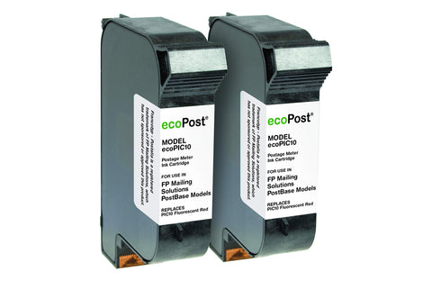 Clover ecoPost Replacement Postage Meter 2 Pack Ink Cartridge for FP Mailing Solutions PIC10 | Flourescent Red