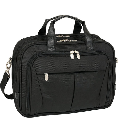 McKlein R Series, Pearson, 17" Nylon Expandable Double Compartment Laptop Briefcase, Black (74565)