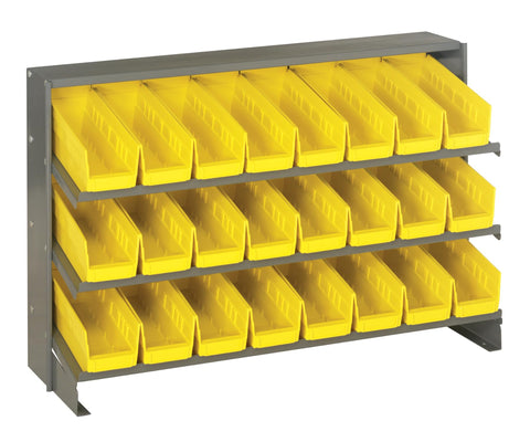 Quantum Storage Systems QPRHA-101YL Solid Single Sided 3 Shelves 24 Economy Yellow Bins 23" H x 36" W x 13" D