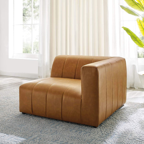 Modway Bartlett Channel Tufted Vegan Leather, Right-Arm Chair, Tan
