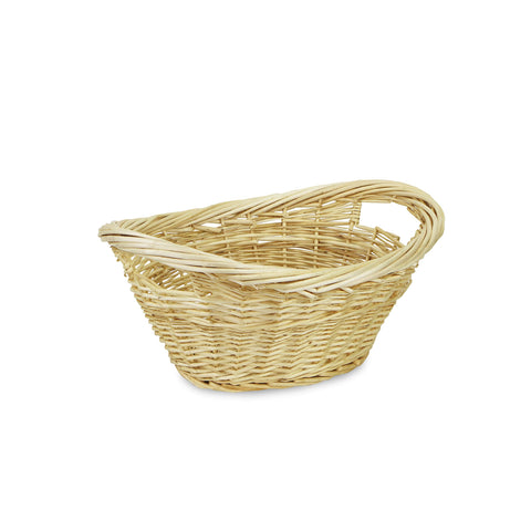Small oval natural willow heavy rimmed laundry basket (UW-8802A)