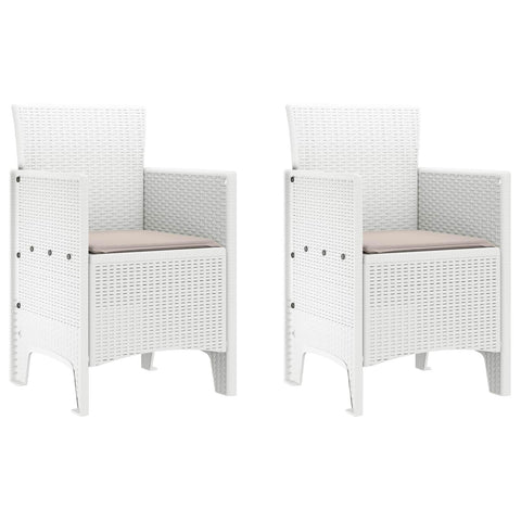 vidaXL Garden Chair 2 pcs White 20.87 x 19.29 x 33.46 in Polypropylene, Garden & Terrace, Stylish Armchair, Rectangle Outdoor Seat, Tough Patio Chair, Comfy Lounge for Chillin
