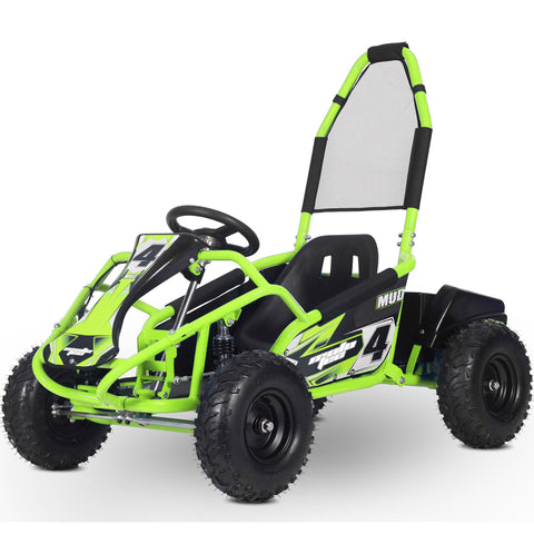 MotoTec Mud Kids Electric 48v 1000w Go Kart Full Suspension Green, (MT-GK-Mud-1000w_Green)