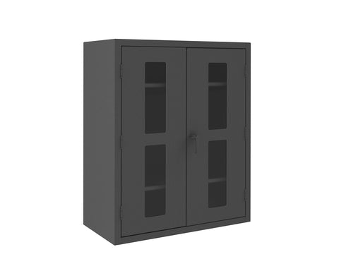 Durham Extra Heavy Duty Welded 12 Gauge Steel Clearview Lockable Storage Cabinet with Lexan Door, HDCC244866-3S95, 1200 lbs Shelf Capacity, 24" Length x 48" Width x 66" Height, 3 Shelves