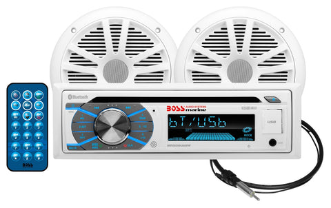 BOSS Audio Systems MCK508WB.6 Marine Boat Bluetooth Stereo & 6.5 Inch Speakers - CD DVD Player, AM/FM Radio Receiver Head Unit, Dipole Antenna